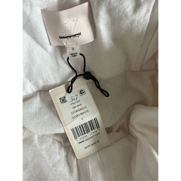 CINQ A SEPT Sori Tiered Cotton One-Shoulder Dress US 0 $465 - Picture 11 of 11